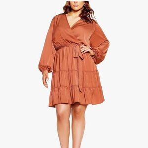 City‎ Chic Rust Long Sleeve Dress Plus 24